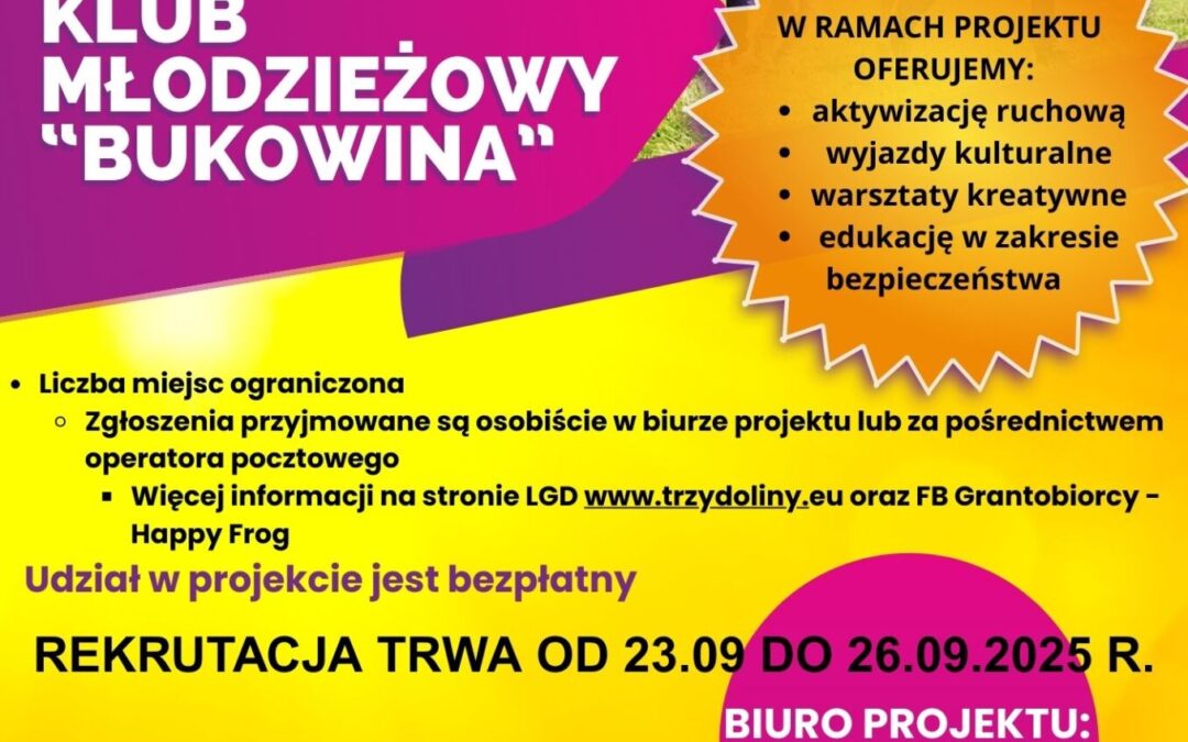 Rekrutacja   – Klub młodzieżowy  ,,BUKOWINA”