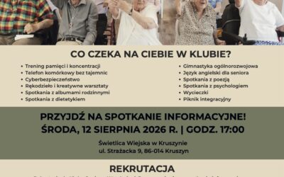 Rekrutacja do Klubu Seniora w Kruszynie i Teresinie – gmina Sicienko